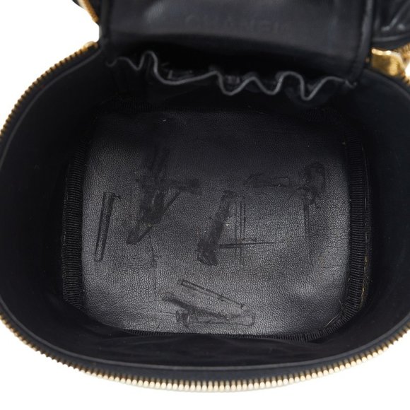 CHANEL Deca Coco Mark Handbag Vanity Bag Black Caviar Skin Women's - Picture 6 of 10